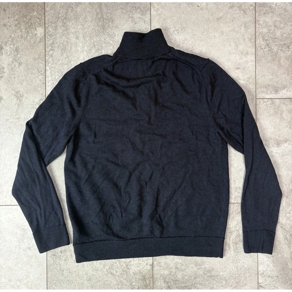 Express Merino Wool Sweater Men's L Navy Quarter Zip Pullover Preppy Classic